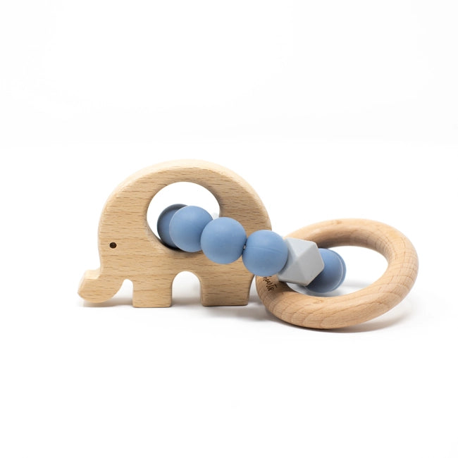 Elephant Teething Rattle - Slate