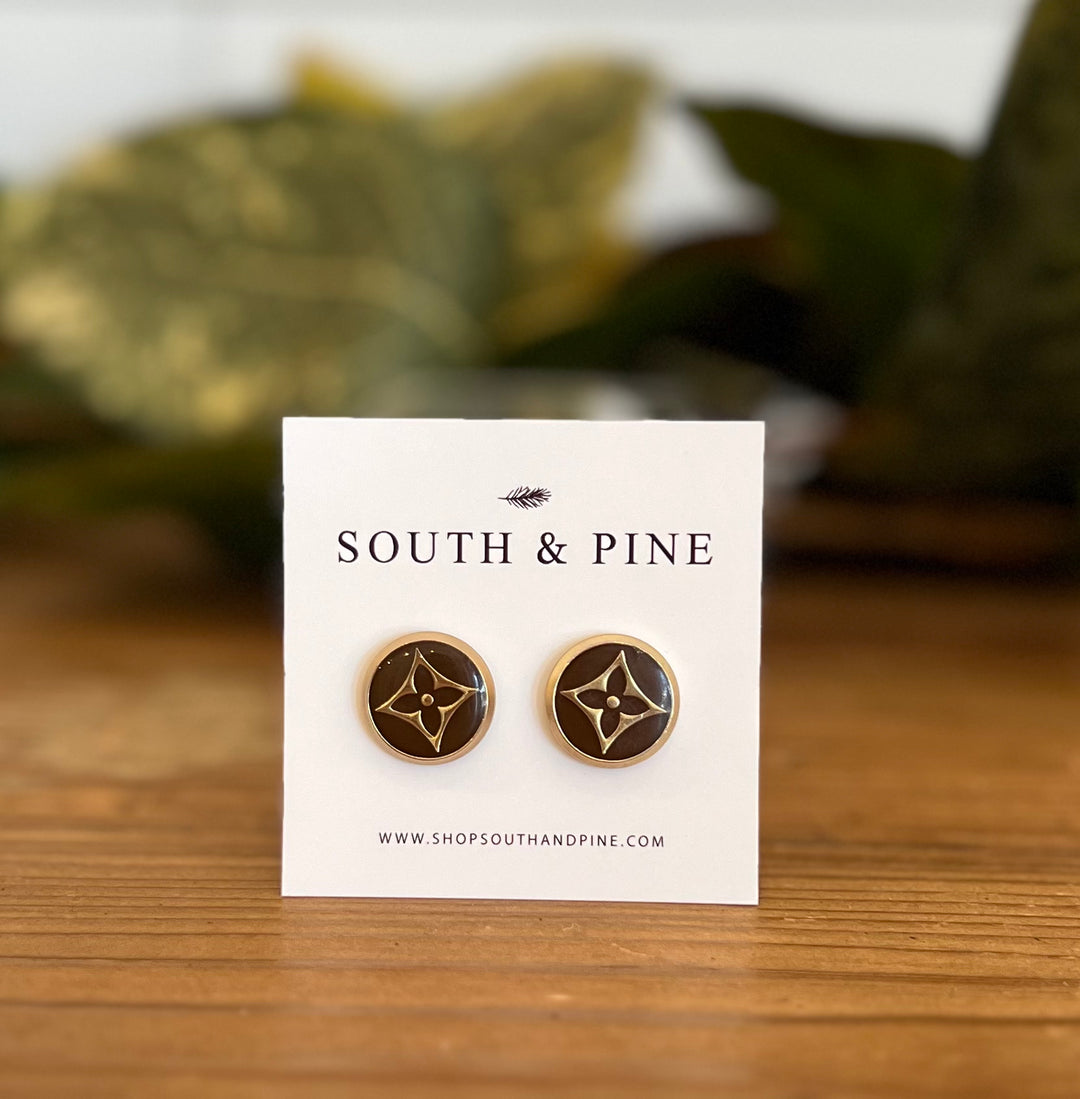 Louis Vuitton Vintage Button Earrings - Brown
