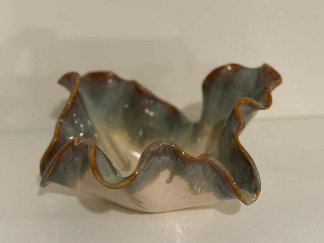 Ancient Honey Frilly Free Form Bowl (11"x5")