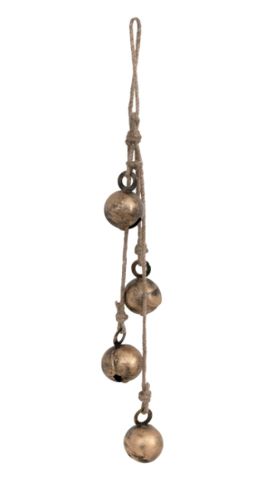 Hanging Metal Jingle Bells with Jute Rope