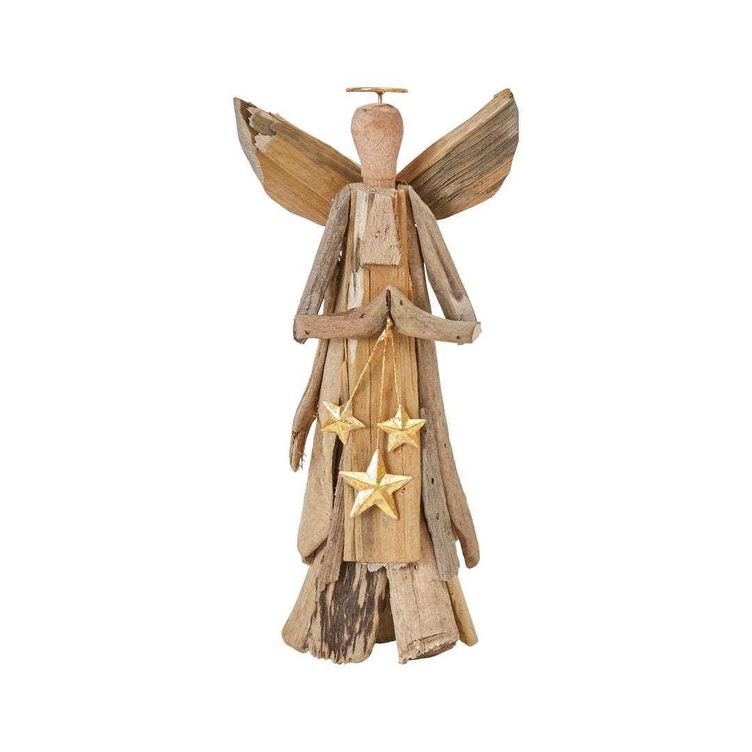 Driftwood Angel with Gold Stars
