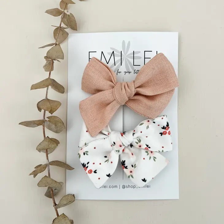 Alligator Clip Bow - Peach Floral