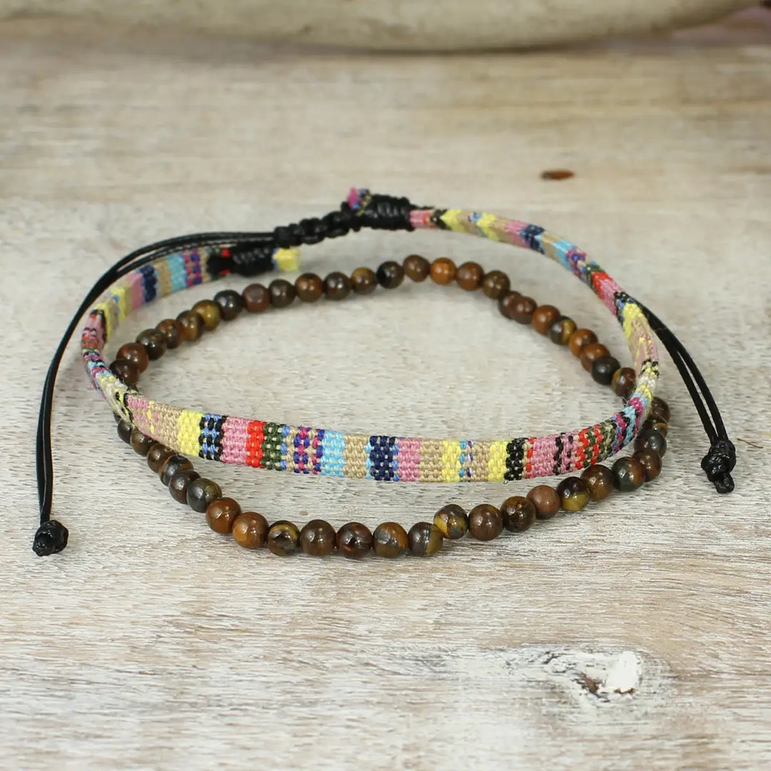 Brown Baja Tiger Eye Bracelet Set