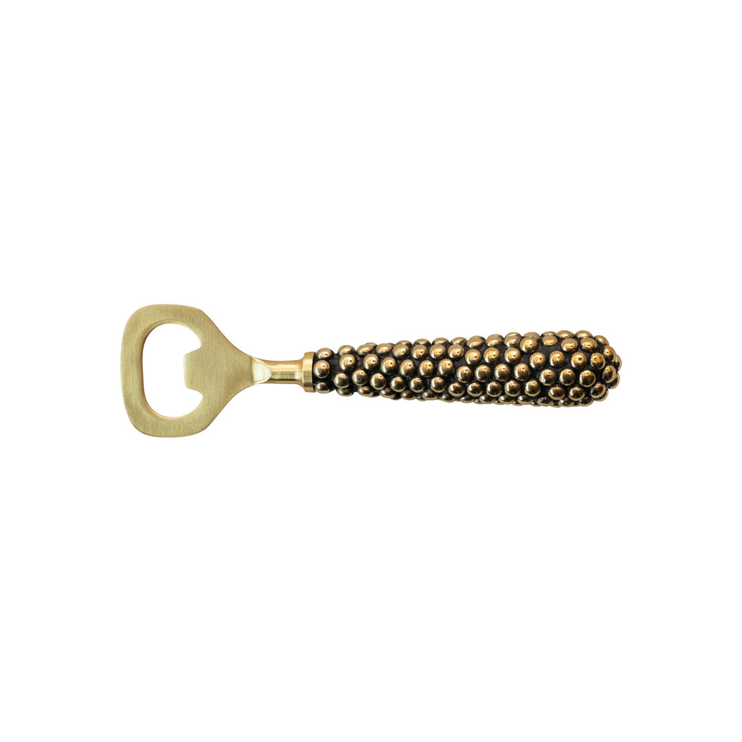 Brass Beaded Handle - Stainless Steel Bottle Opener w/ Cast