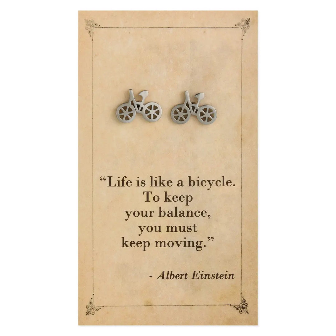 Literary Quotes Bicycle Post Earrings