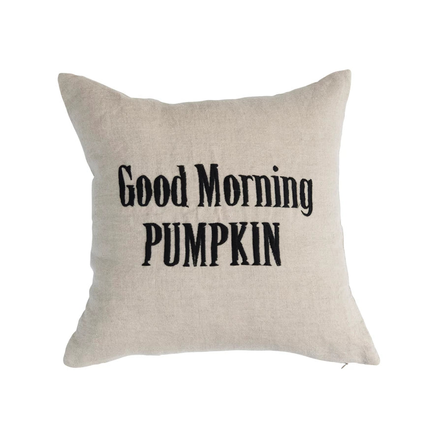 18" "Good Morning Pumpkin" Square Linen Pillow