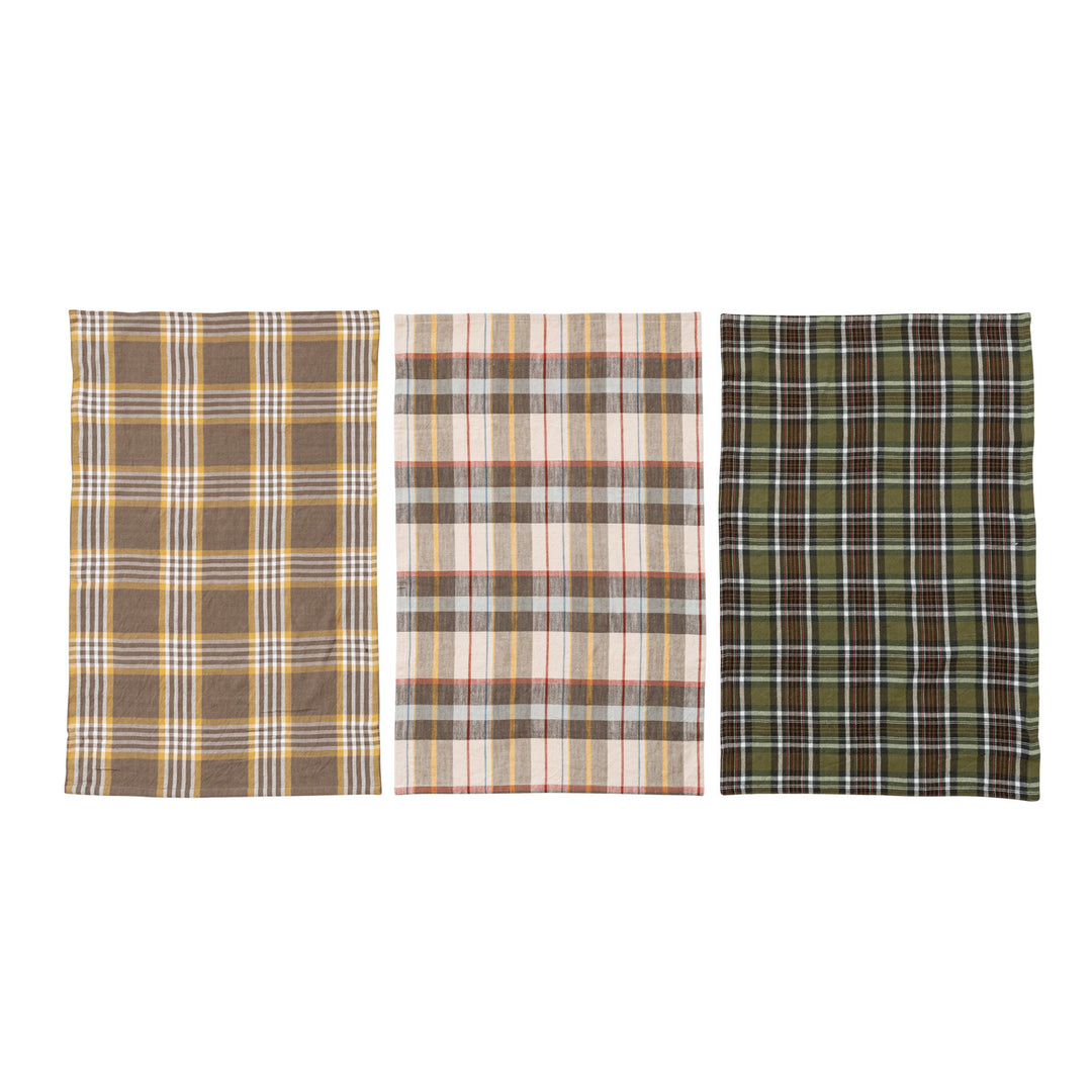 Plaid Fall Cotton Printed Tea Towels, Various Colors