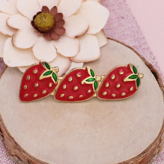 Berry Bunch Enamel Strawberry Hair Clip