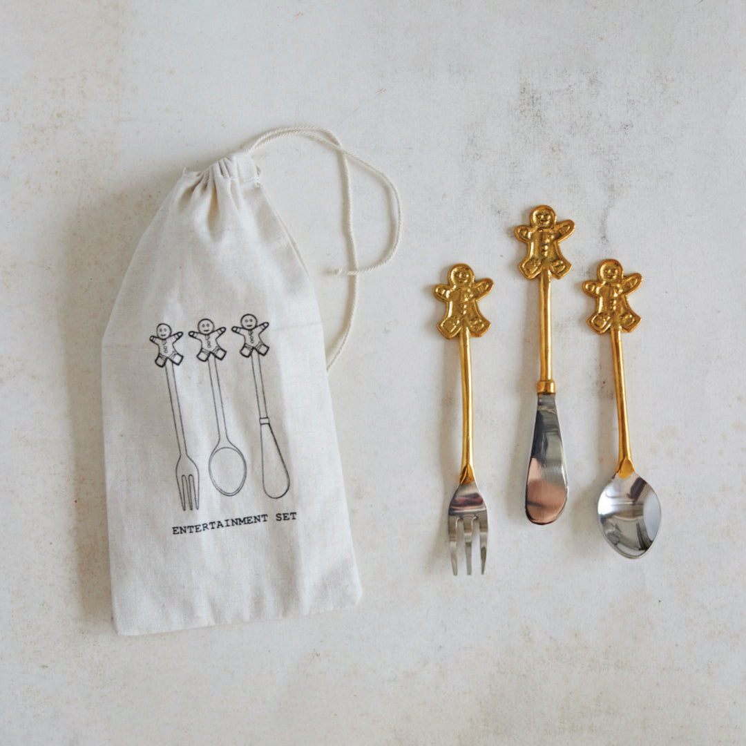 Appetizer Cutlery Set with Gingerbread Man Handles