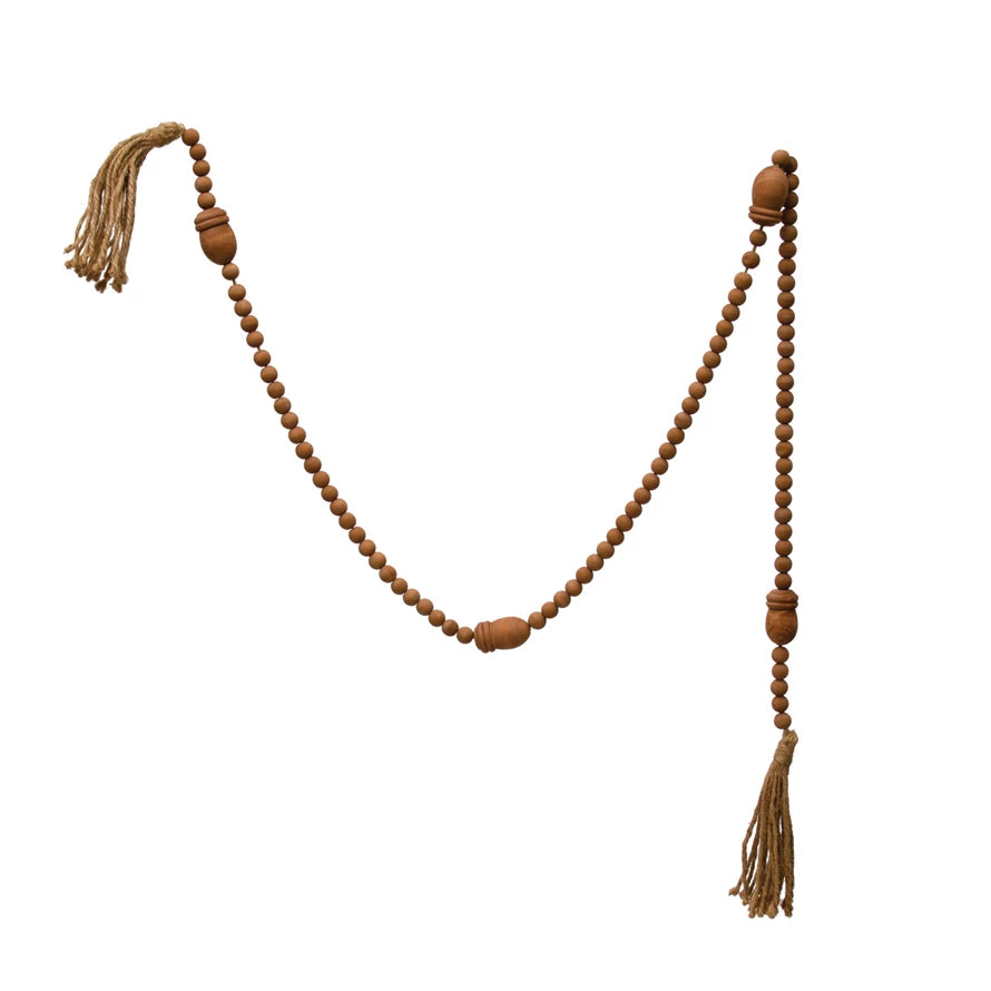 Wood Garland with Acorns and Jute Tassel