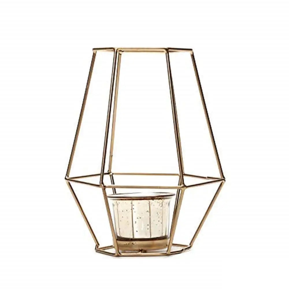 7" High Lanterns With Metallic Gold Glass