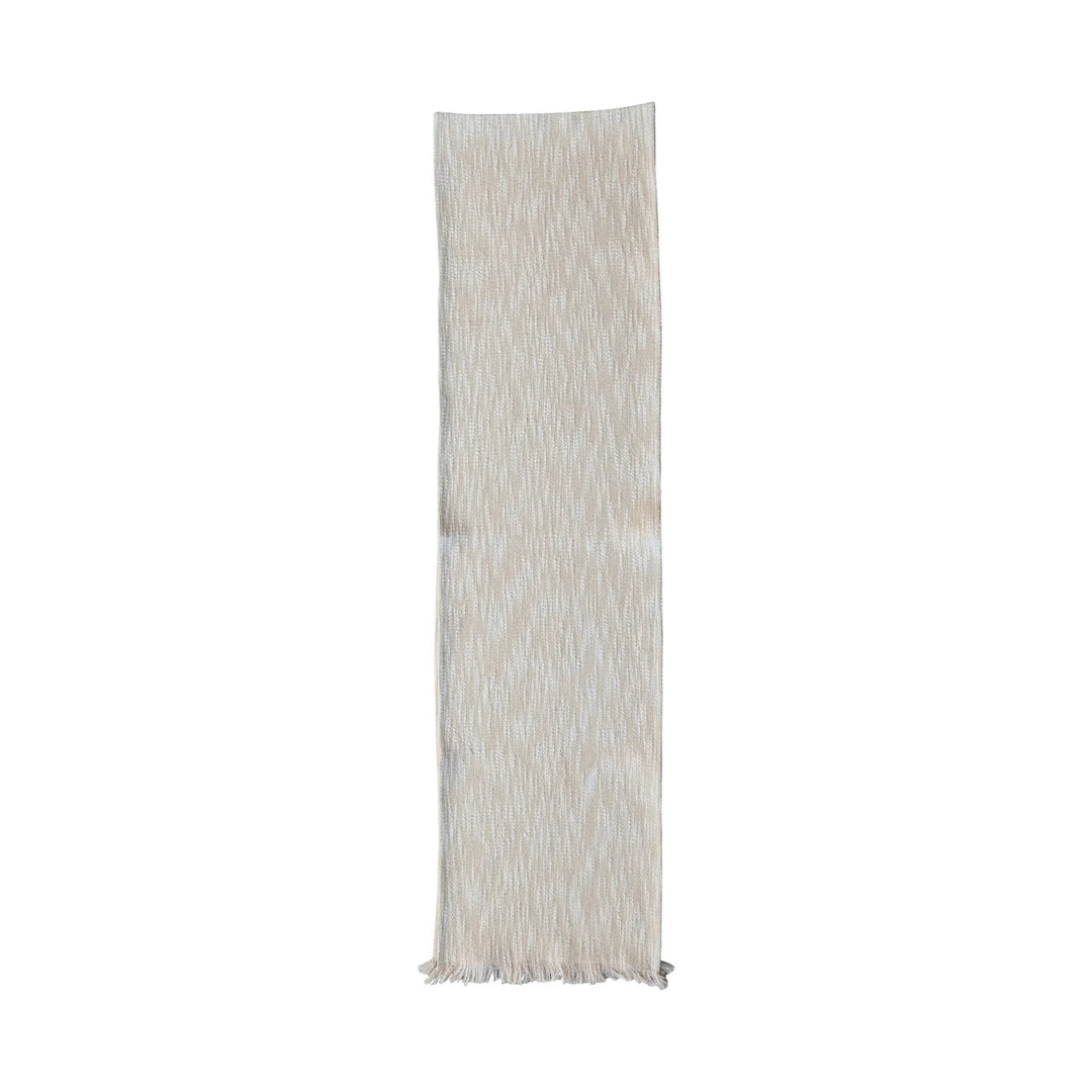 Table Runner w/ Metallic Gold Thread & Fringe, Natural, Woven Cotton