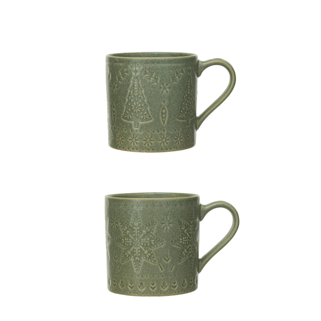 Debossed Stoneware Mug, 16 oz., 2 Styles (Each One Will Vary)