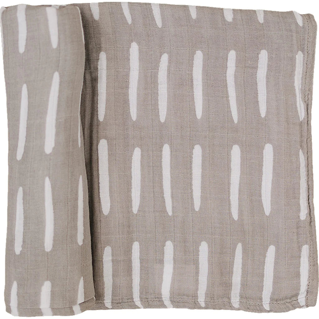 Mebie Baby Muslin Swaddle Blanket - Grey Dash
