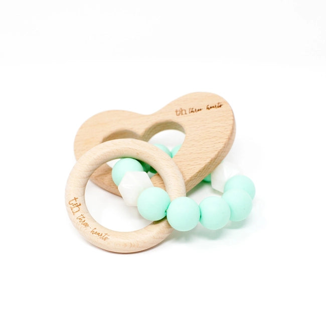 Heart Teething Rattle - Mint