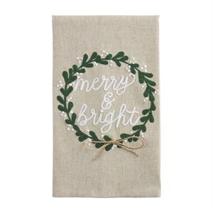 "Merry & Bright" Embroidered Towel