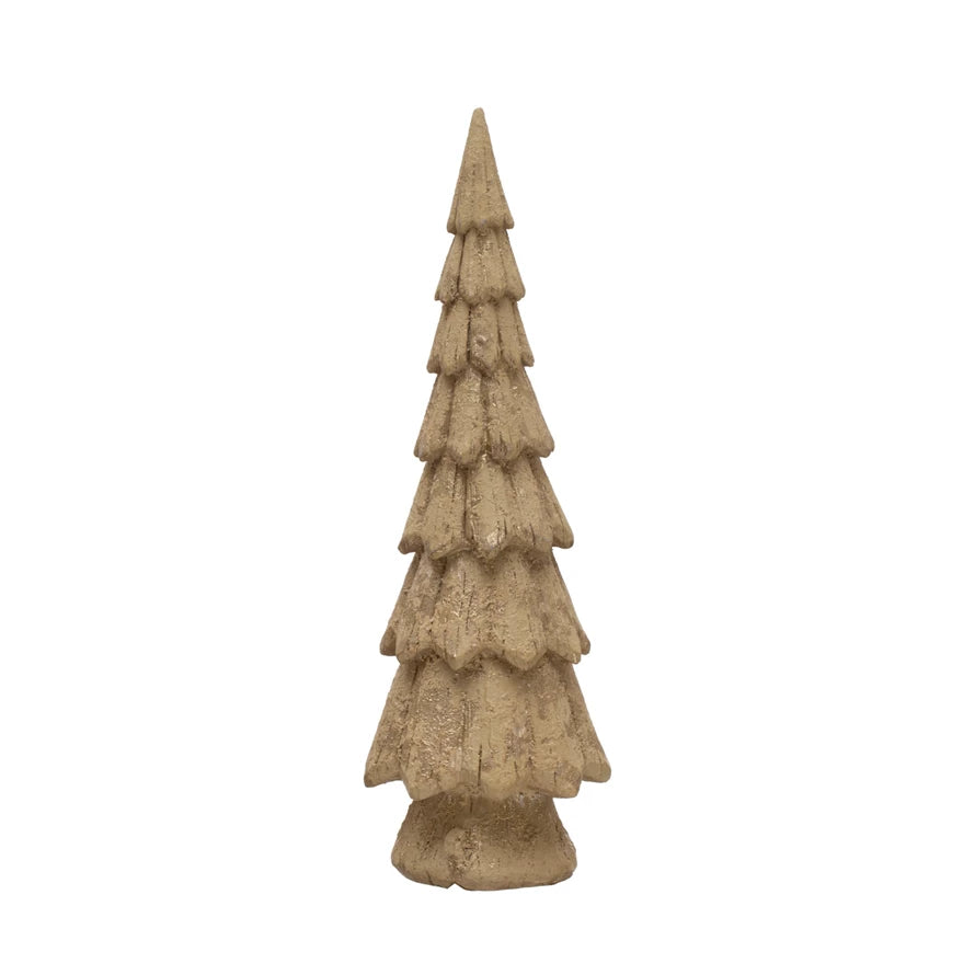 9 3/4"H Resin Tree, Tan & Gold