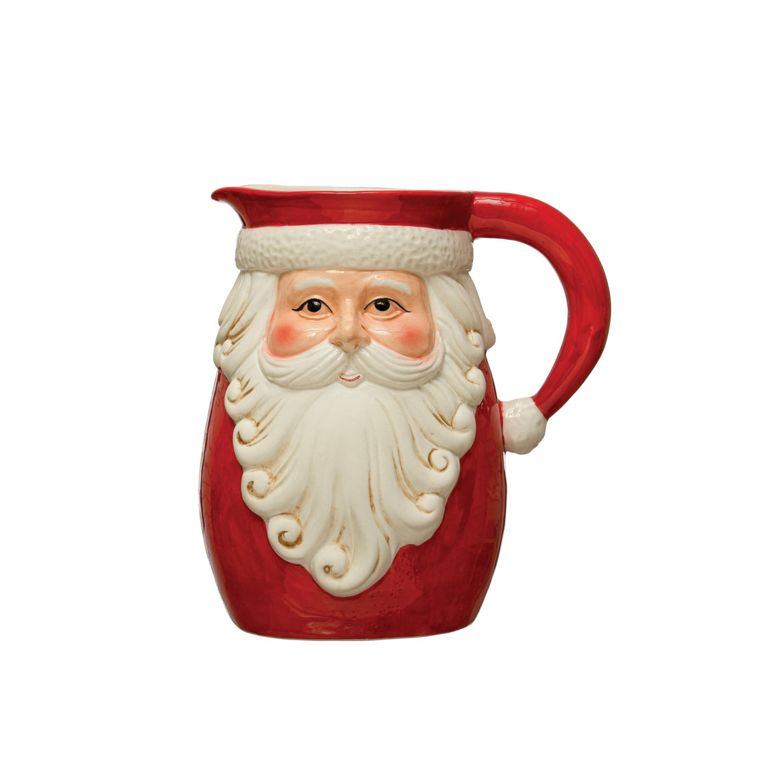 42 oz. Hand-Painted Stoneware Santa Pitcher w/ Hat Handle