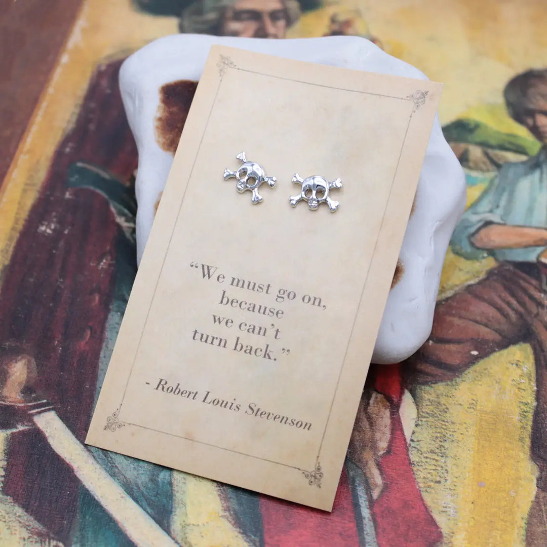 Literary Quotes Skull Post Earrings