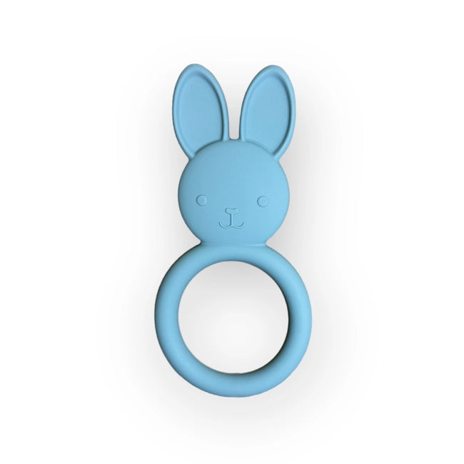 All Silicone Bunny Teething Ring - Slate
