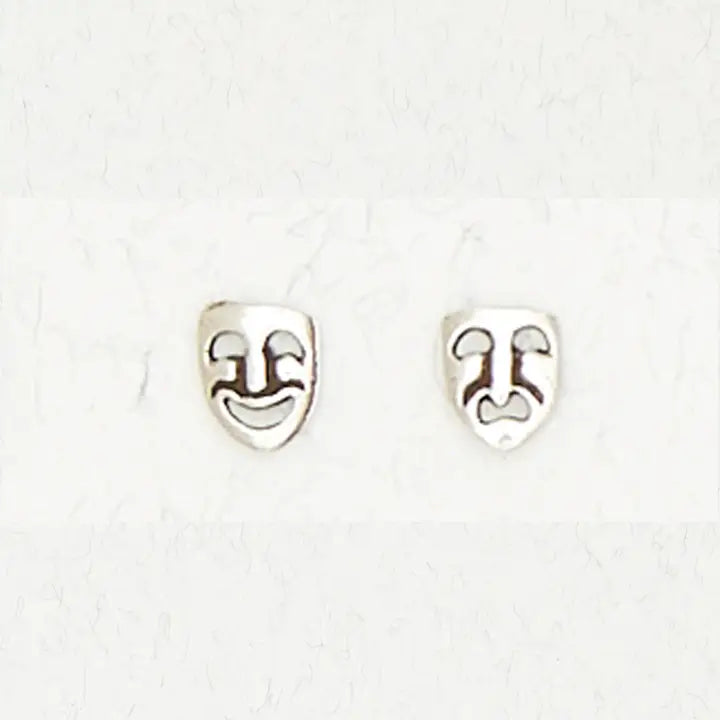 Sterling Silver Ear Studs - Drama Faces