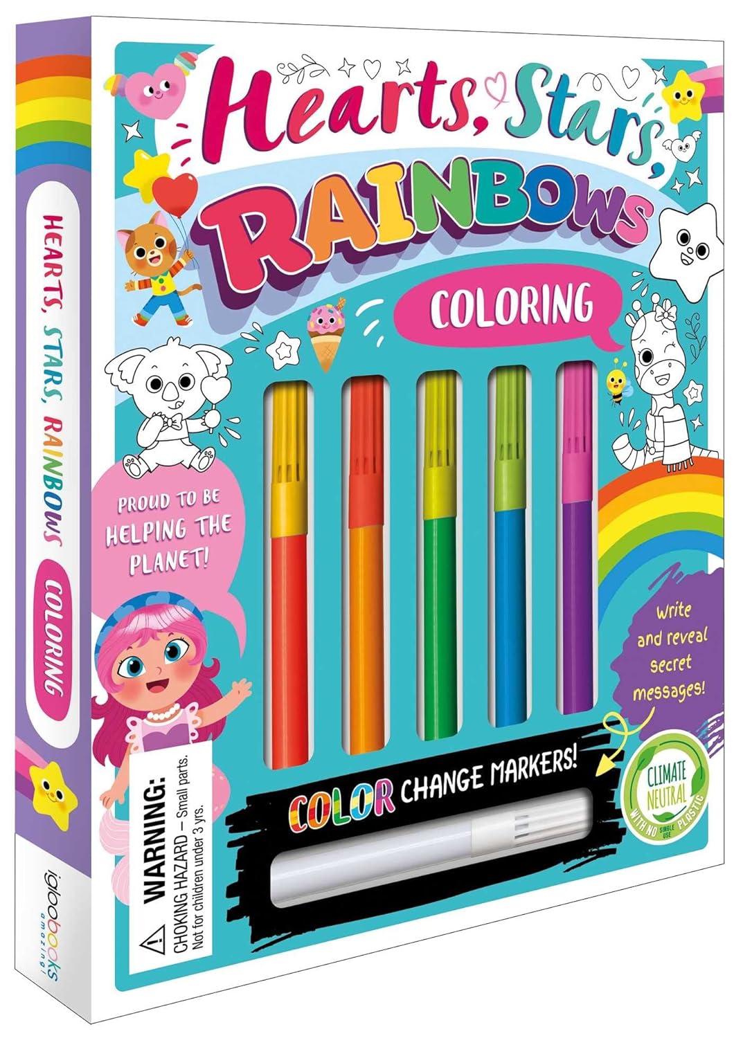 Hearts. Stars, Rainbows Coloring Book