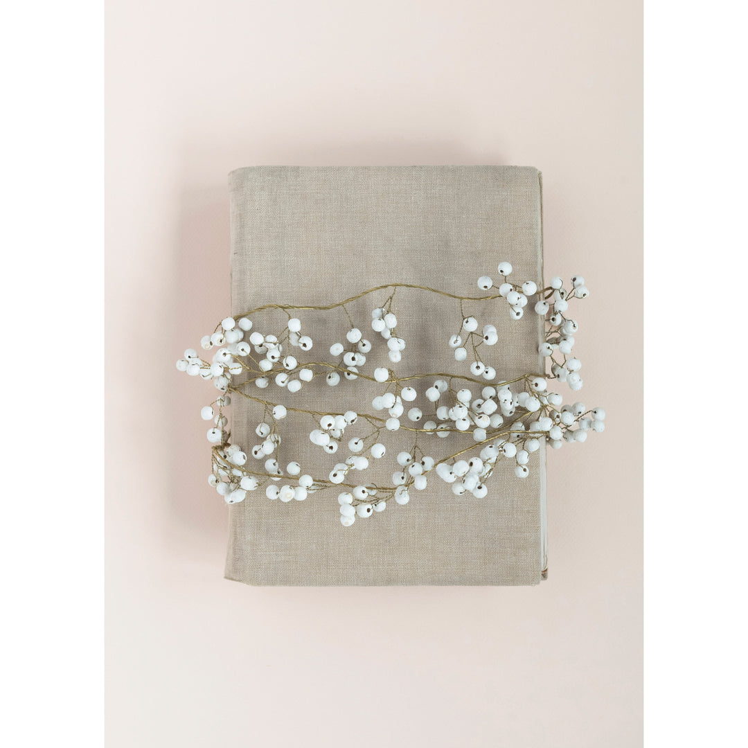 White & Gold Metal and Wood Berry Garland