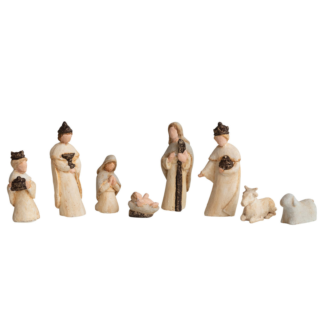 Handmade Paper Mache Nativity, Set of 8