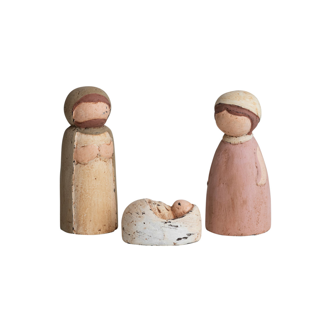 Handmade Paper Mache Holy Family, Set of 3