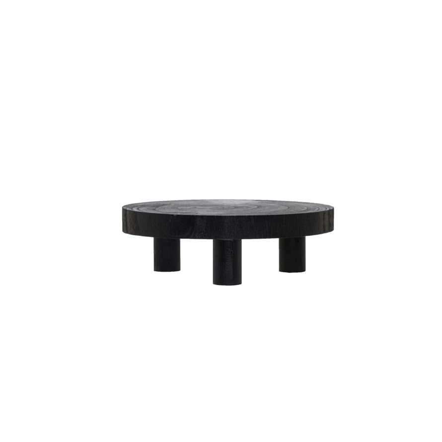 Paulownia Wood Footed Pedestal - Black