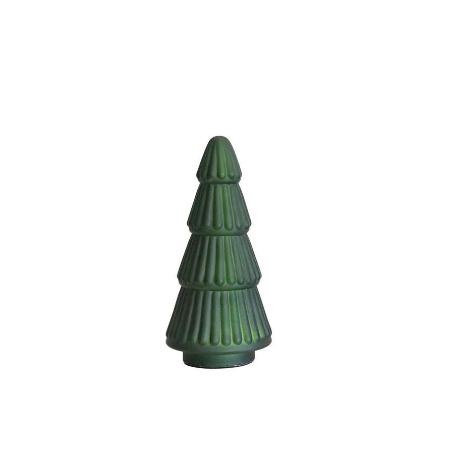 4" x 8" Embossed Green Mercury Glass Tree