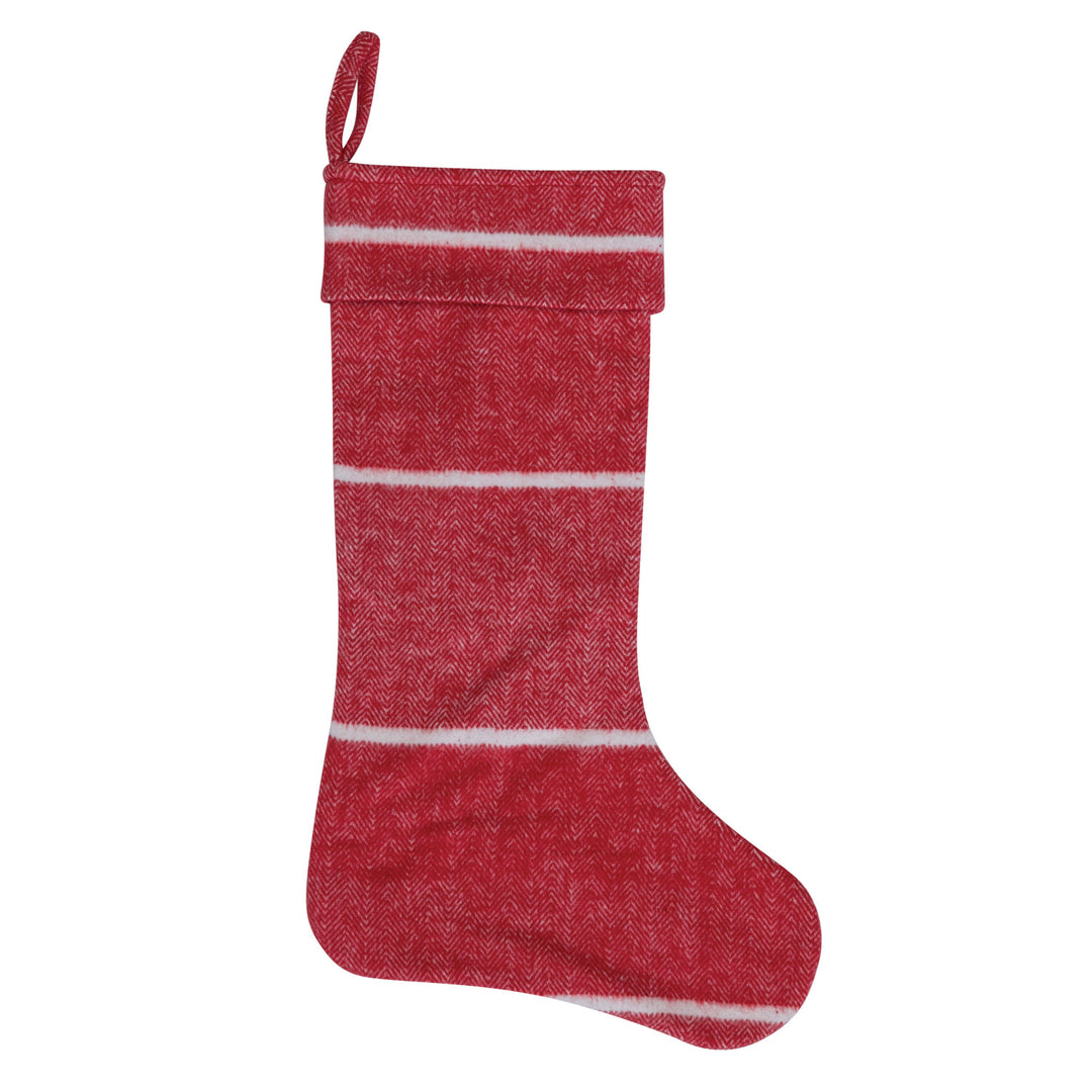 Brushed Cotton Flannel Stocking w/ Red & White Stripes