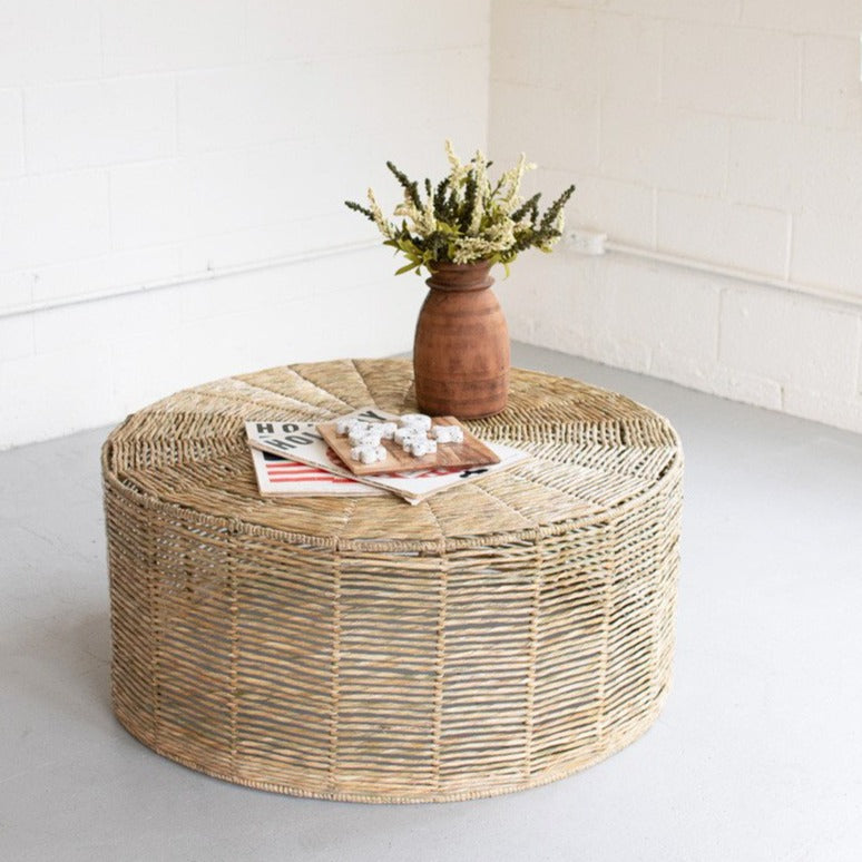 Round Seagrass Ottoman