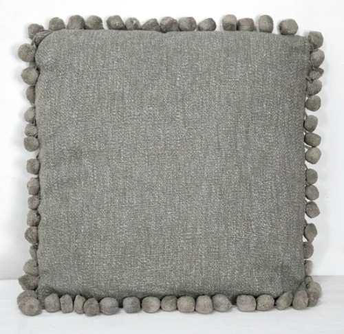 Grey Pom Pom Pillow