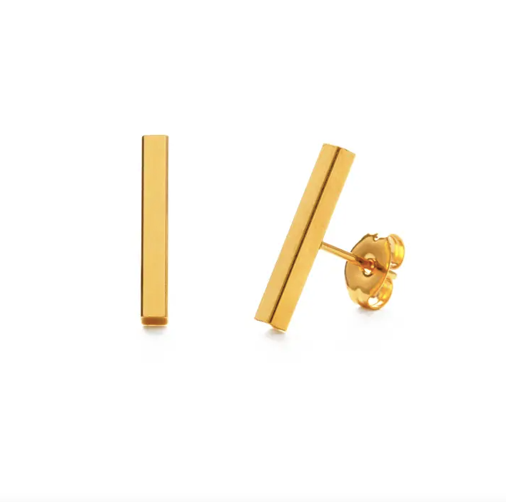 Gold Bar Stud Earrings