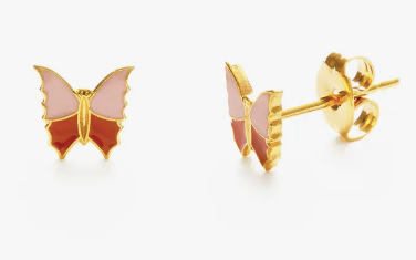 Spring Butterfly Stud Earrings - Pink & Orange