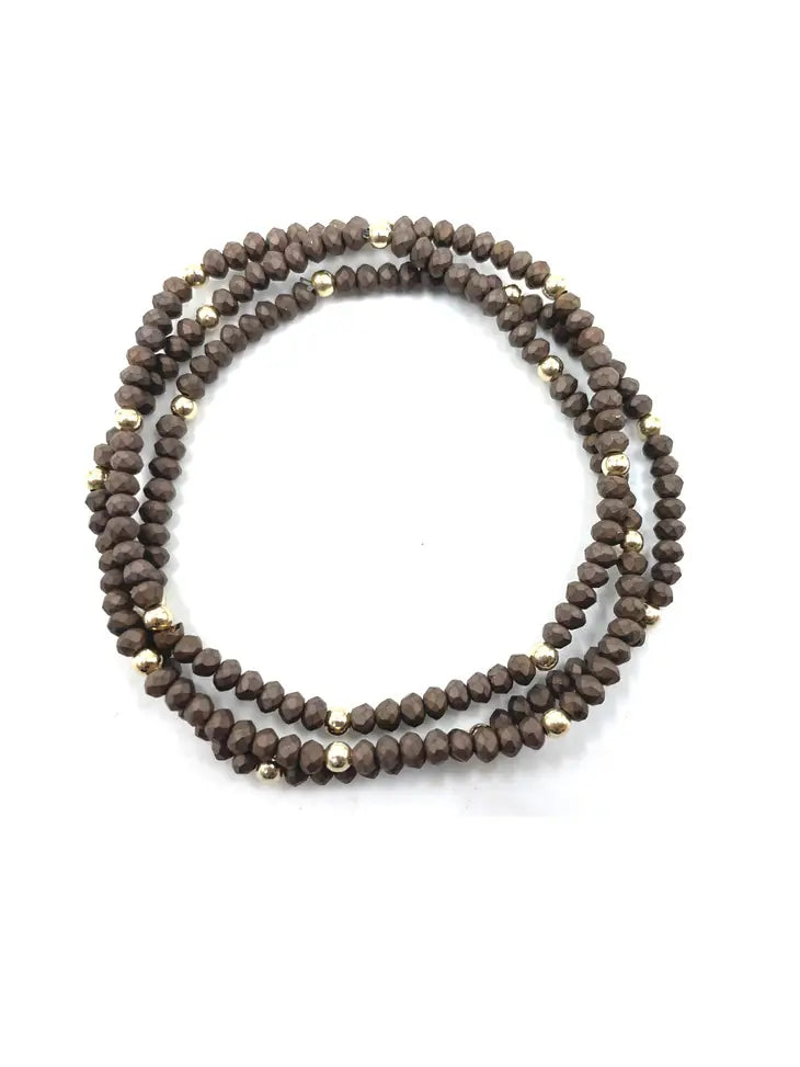 OG Classic Bracelet Stack in Matte Brown & Gold Filled