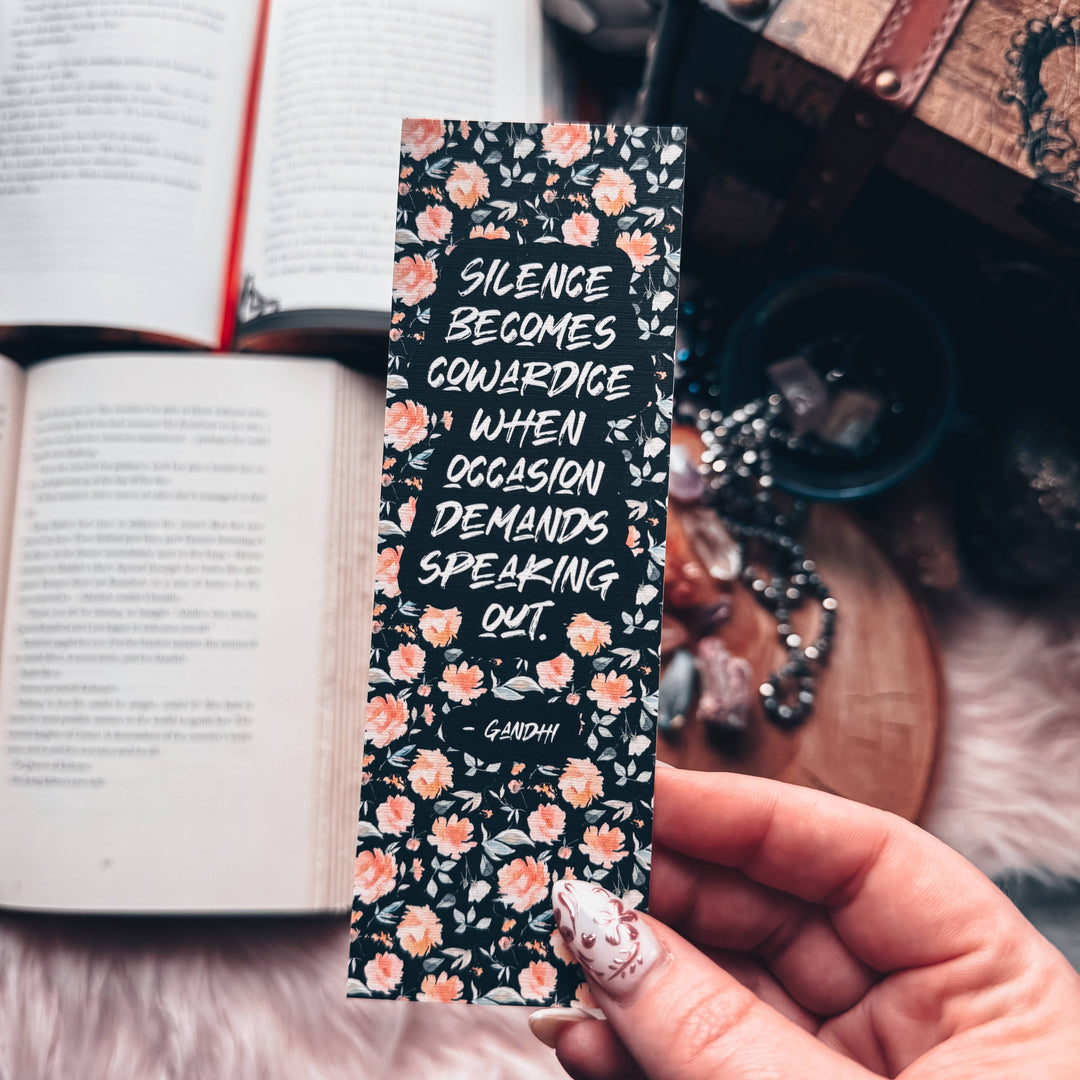 Gandhi Quote Bookmark, Resistance and Courage Floral