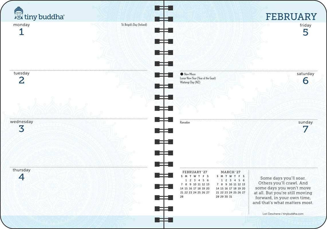 Tiny Buddha 2027 Monthly/Weekly Planner Calendar by Lori Deschene