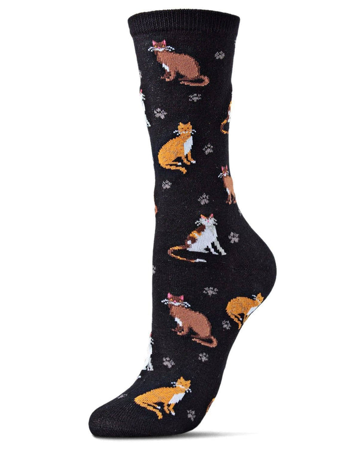 MeMoi Cats & Friend Bamboo Crew Socks