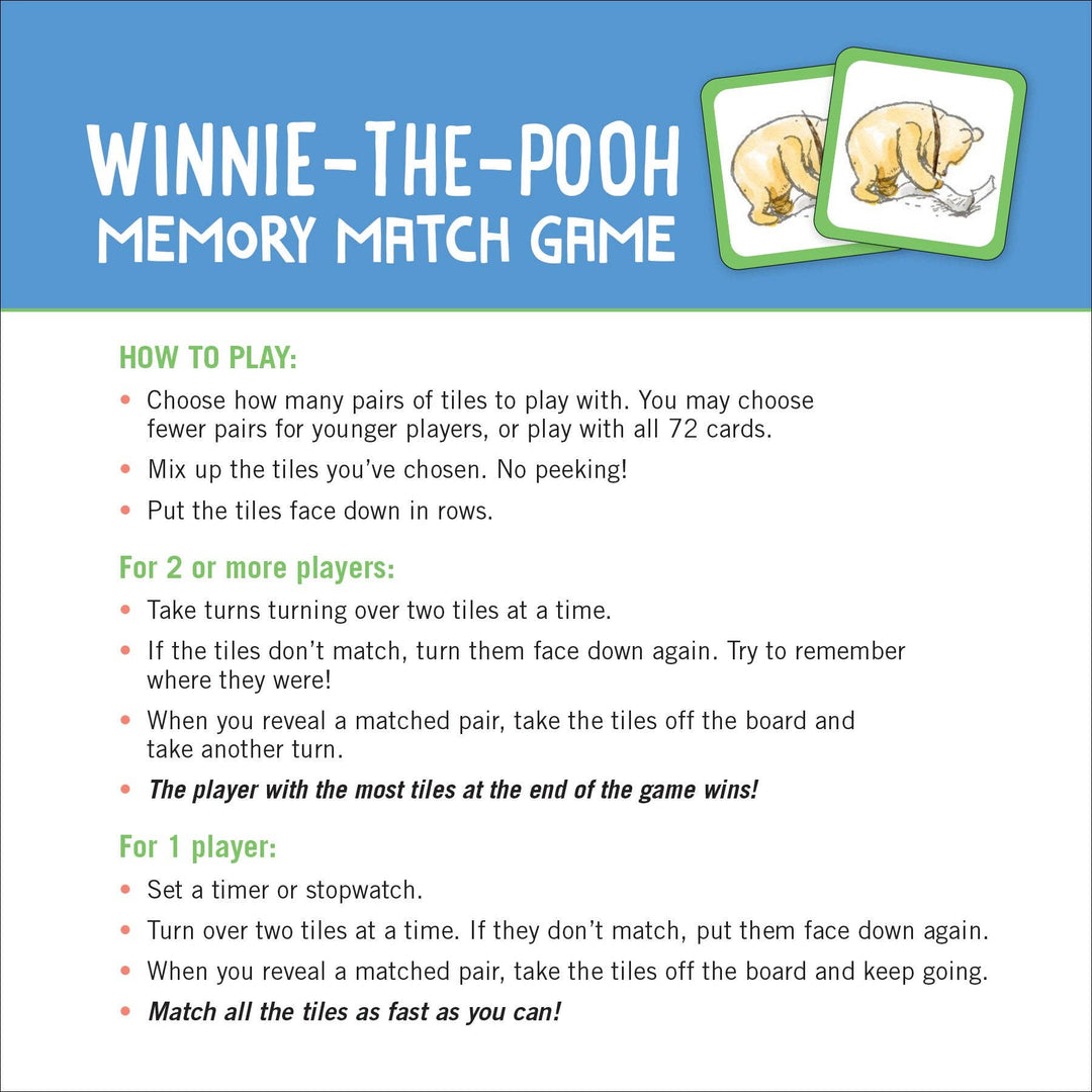 Winnie-the-Pooh Memory Match Game (set of 72 cards)