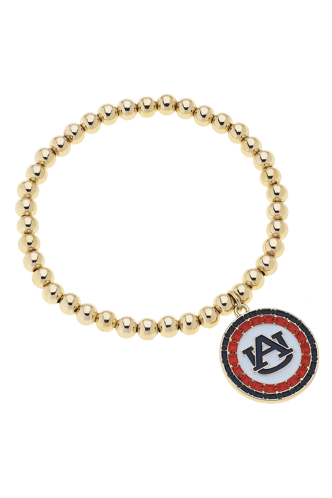 Auburn Tigers Pave Disc Ball Bead Stretch Bracelet