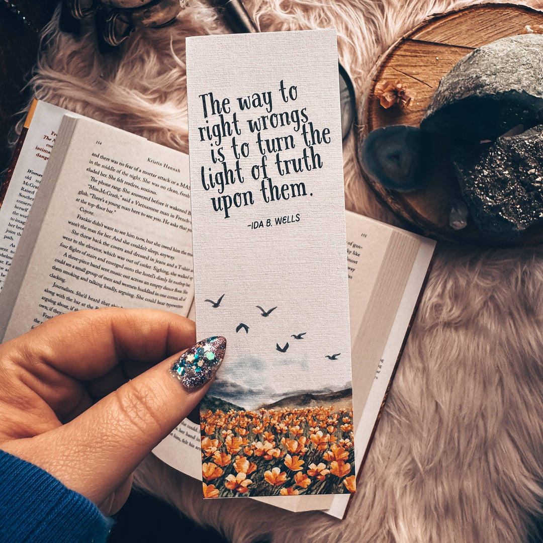 Ida B. WellsQuote Floral Bookmark