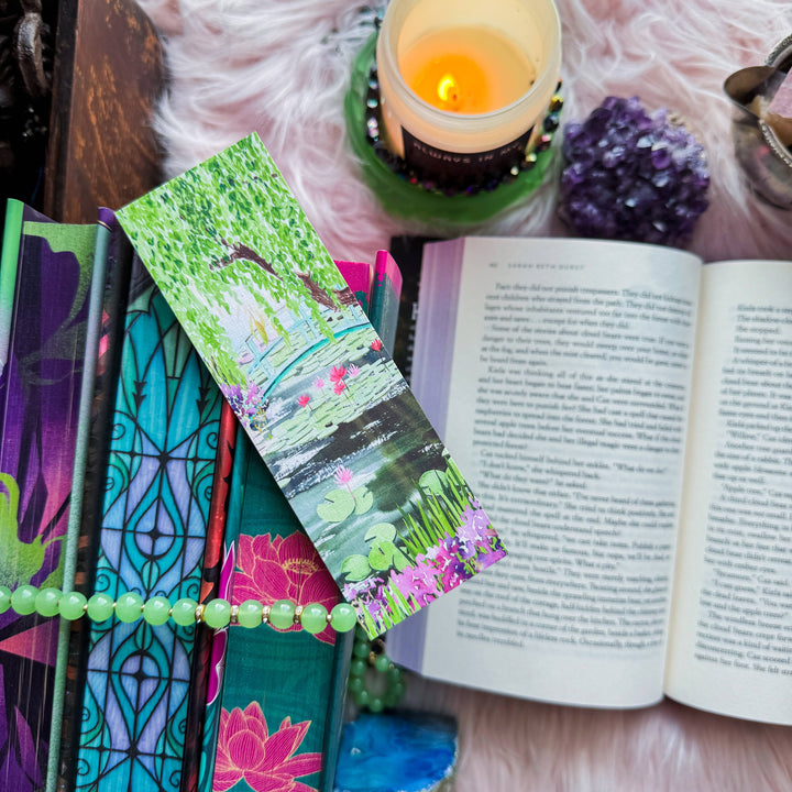 Monet's Garden with Lily pads Watercolor Floral Bookmark