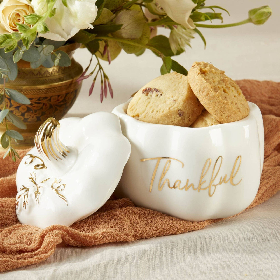 Thankful White Pumpkin Decorative Bowl