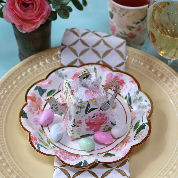 Floral Teapot Favor Box (Set of 24)