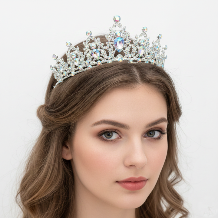 Silver Royal Crystal Tiara – Rhinestone Filigree