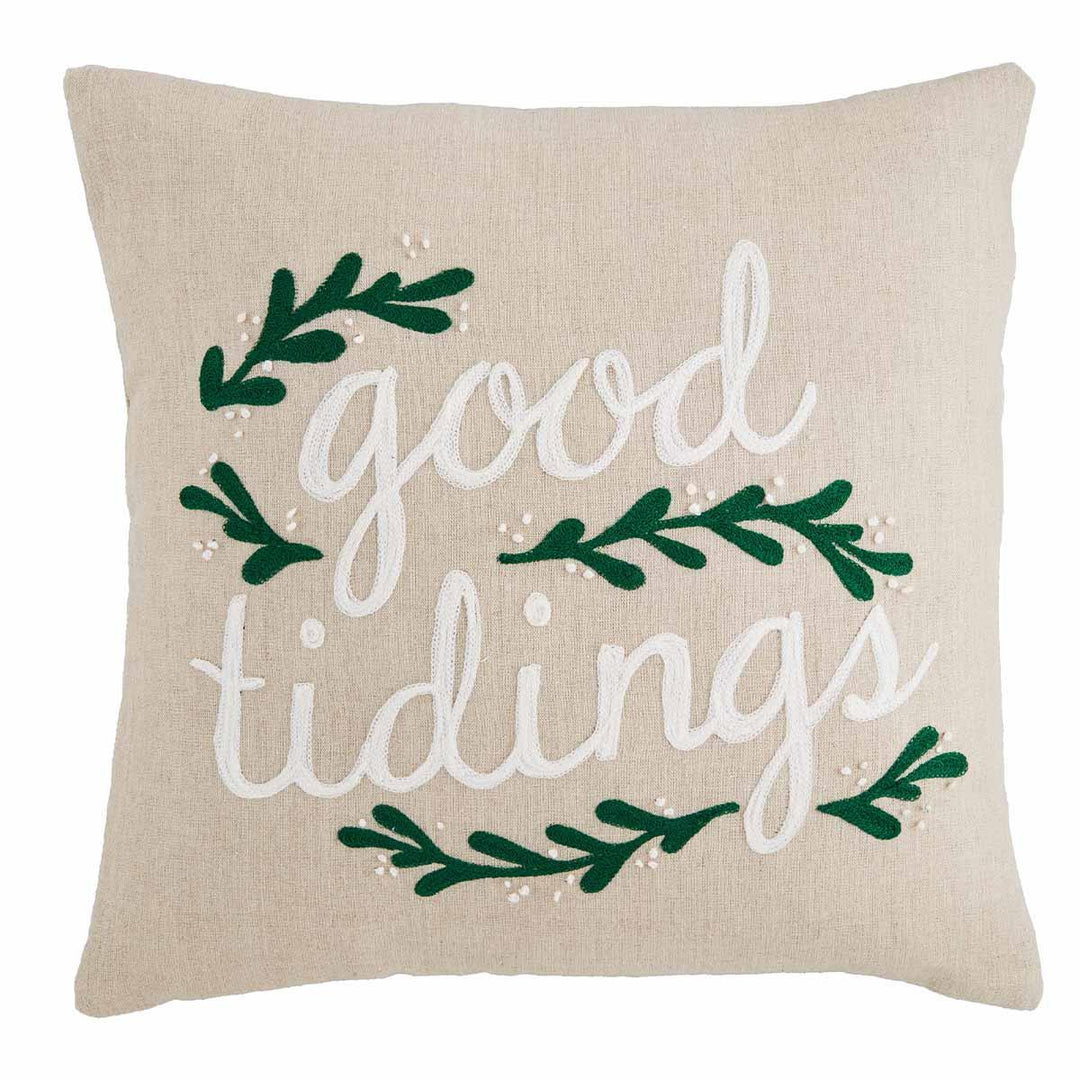 "Good Tidings" Embroidery Pillow