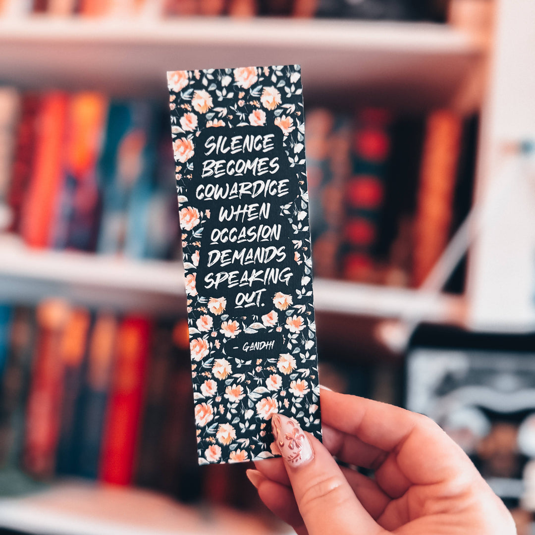 Gandhi Quote Bookmark, Resistance and Courage Floral