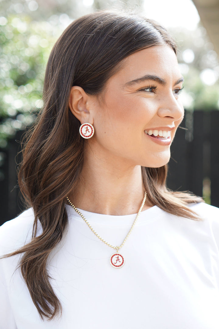 Alabama Crimson Tide Pave Disc Stud Earrings